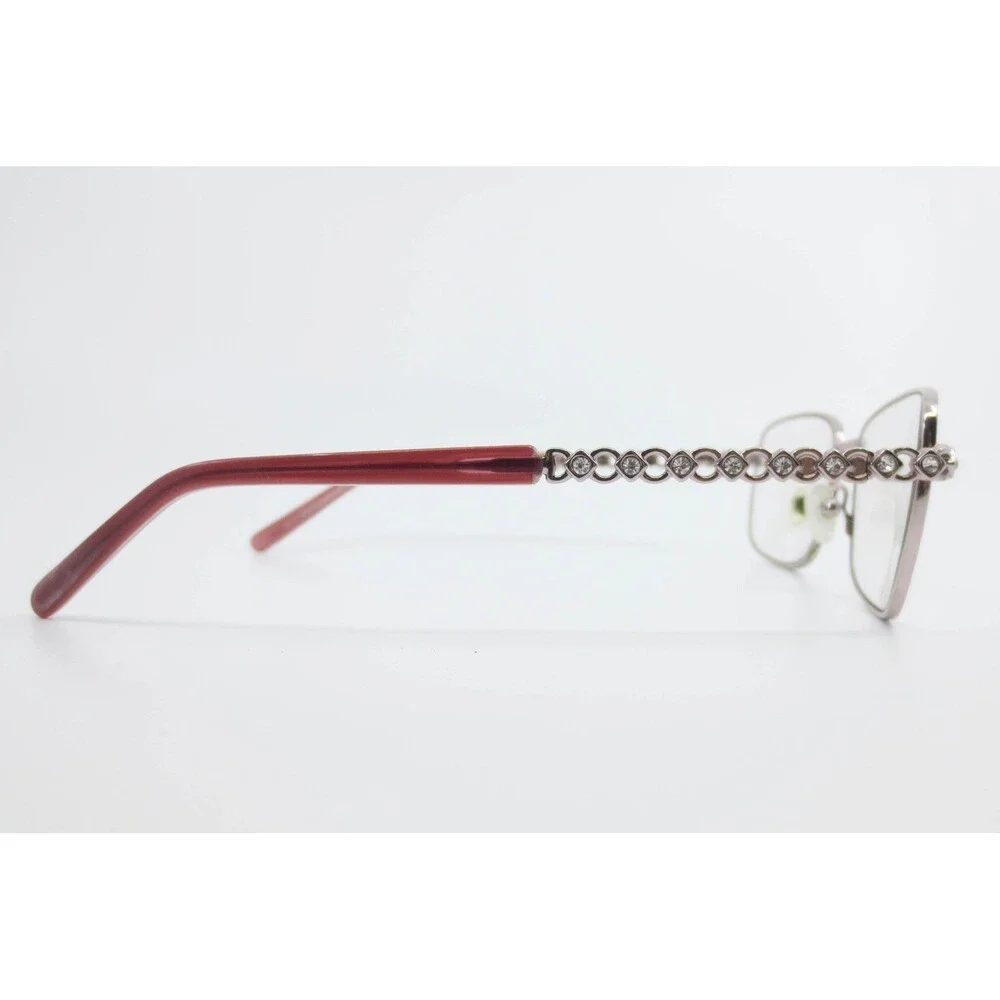 Silver Tone Rectangular Eyeglass Frames Rhinestone Chain Temples MAL109 601